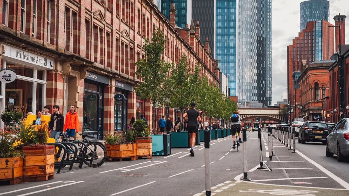 Temporary tree installation on Deansgate aims to boost city centre cafe culture