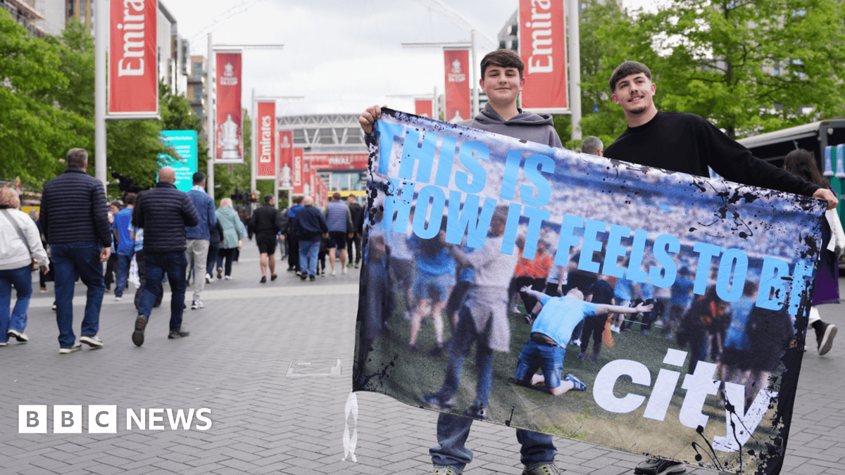 Manchester City fans gather at Wembley for FA Cup Final clash against Chelsea